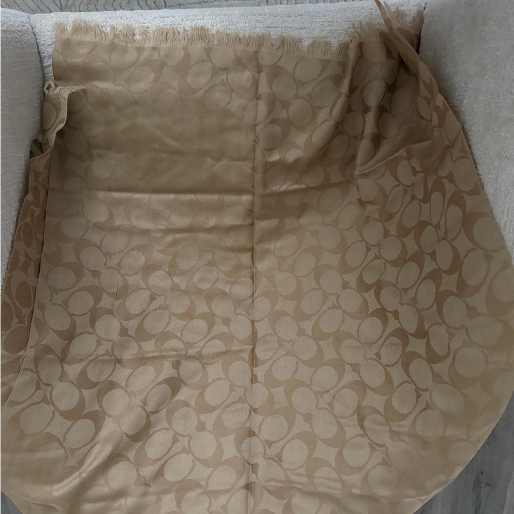 Coach Beige Silk Wool Blend Fabric